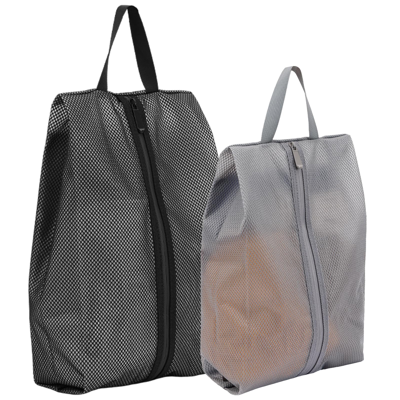 Fixwal 2 Pack Waterproof Travel Shoe Bags for Men & Women - Translucent Packing Organizers for Suitcases (Medium/Large, Multicolor) - Perfect for Air Travel, Gym Shoes & Vacation Packing