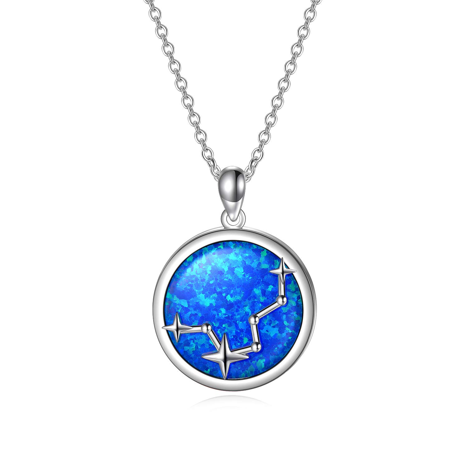 SOULMEET Sterling Silver Zodiac Necklace for Women & Girls - Simulated Opal Birthstone Jewelry Gift for Birthday, Christmas, Anniversary & Valentine's Day | Perfect for Everyday Wear, Special Occasions & Astrology Lovers