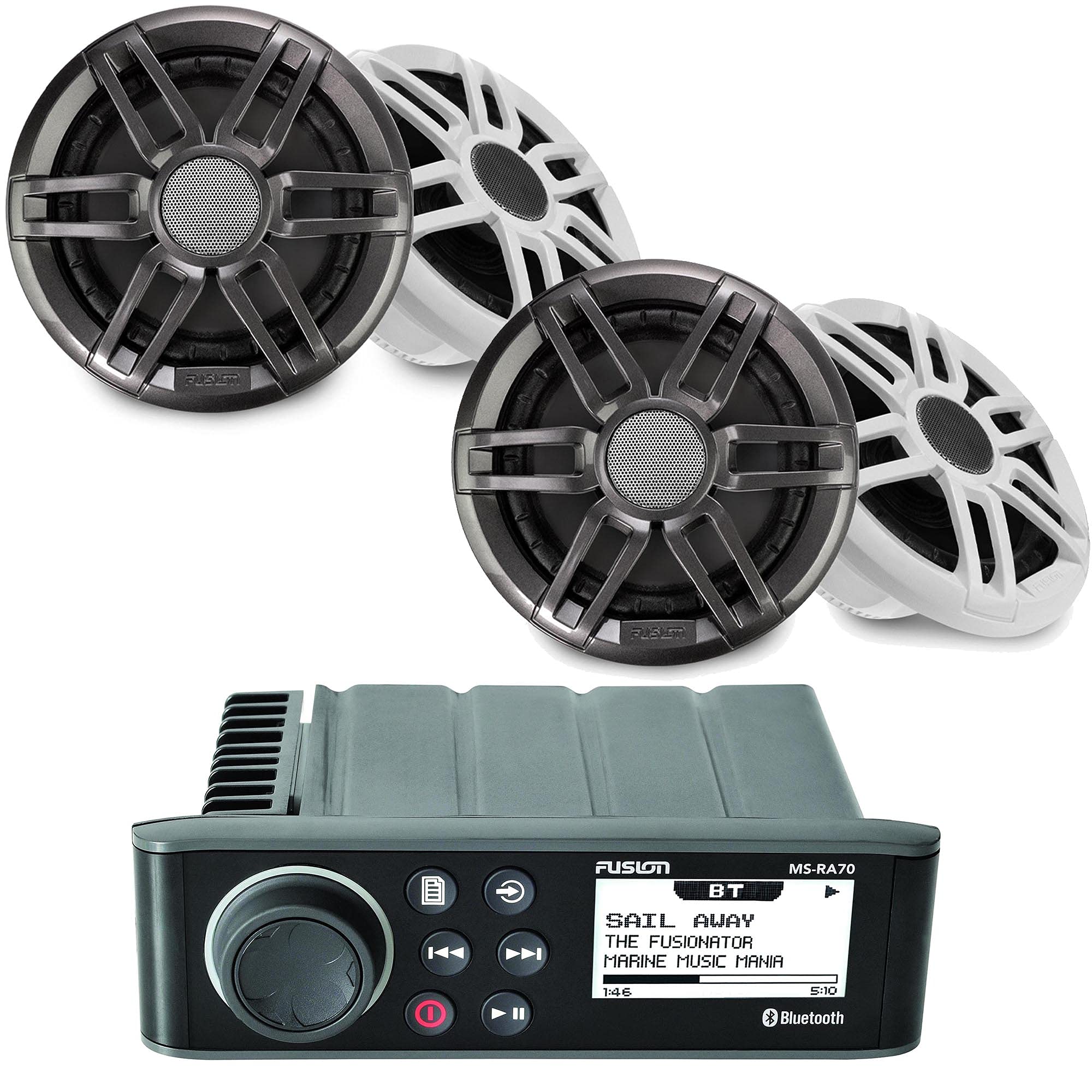 Fusion MS-RA70 Marine Stereo with 2 Pairs XS-F65SPGW 6.5