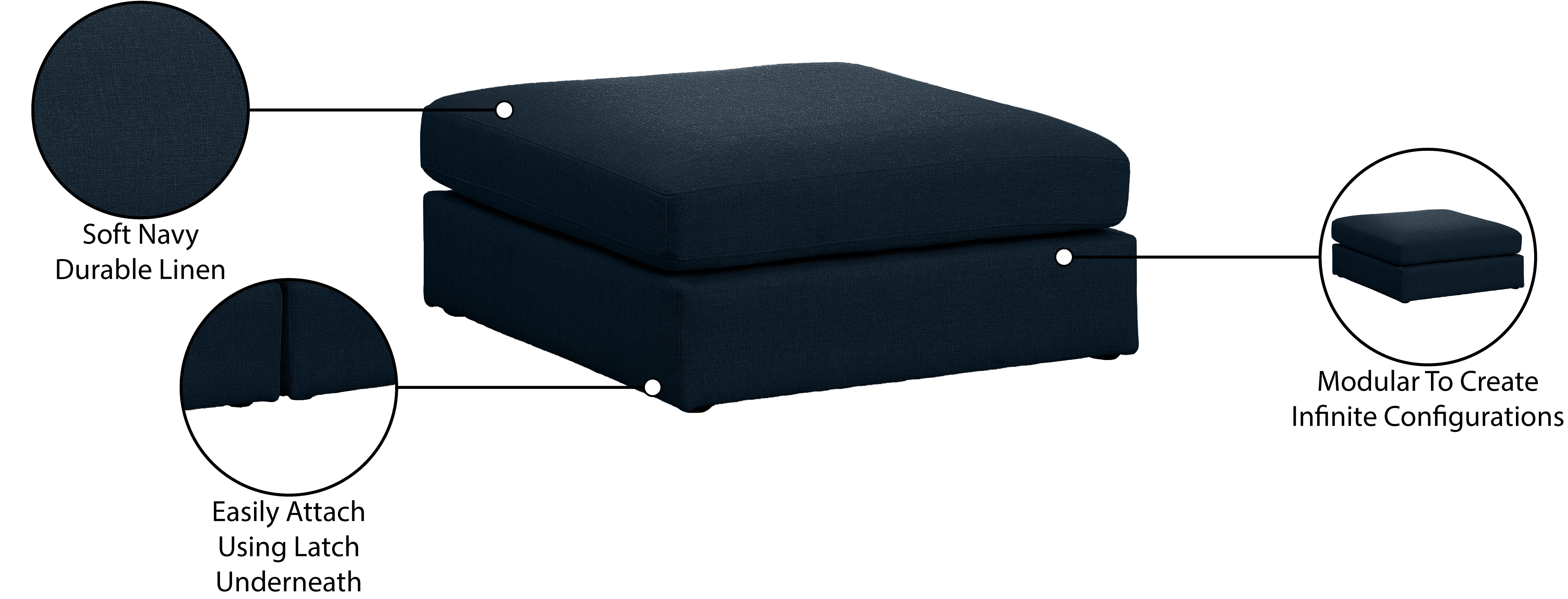 Beckham Durable Linen Textured Fabric Ottoman Footrest - Perfect for Living Room, Bedroom & Home Decor