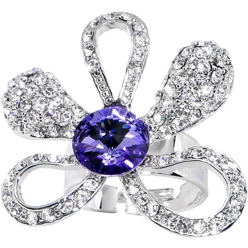 Body Candy Clear Purple Daisy Adjustable Ring for Women - Dainty Floral Fashion Jewelry - Perfect for Everyday Wear, Parties & Gifts