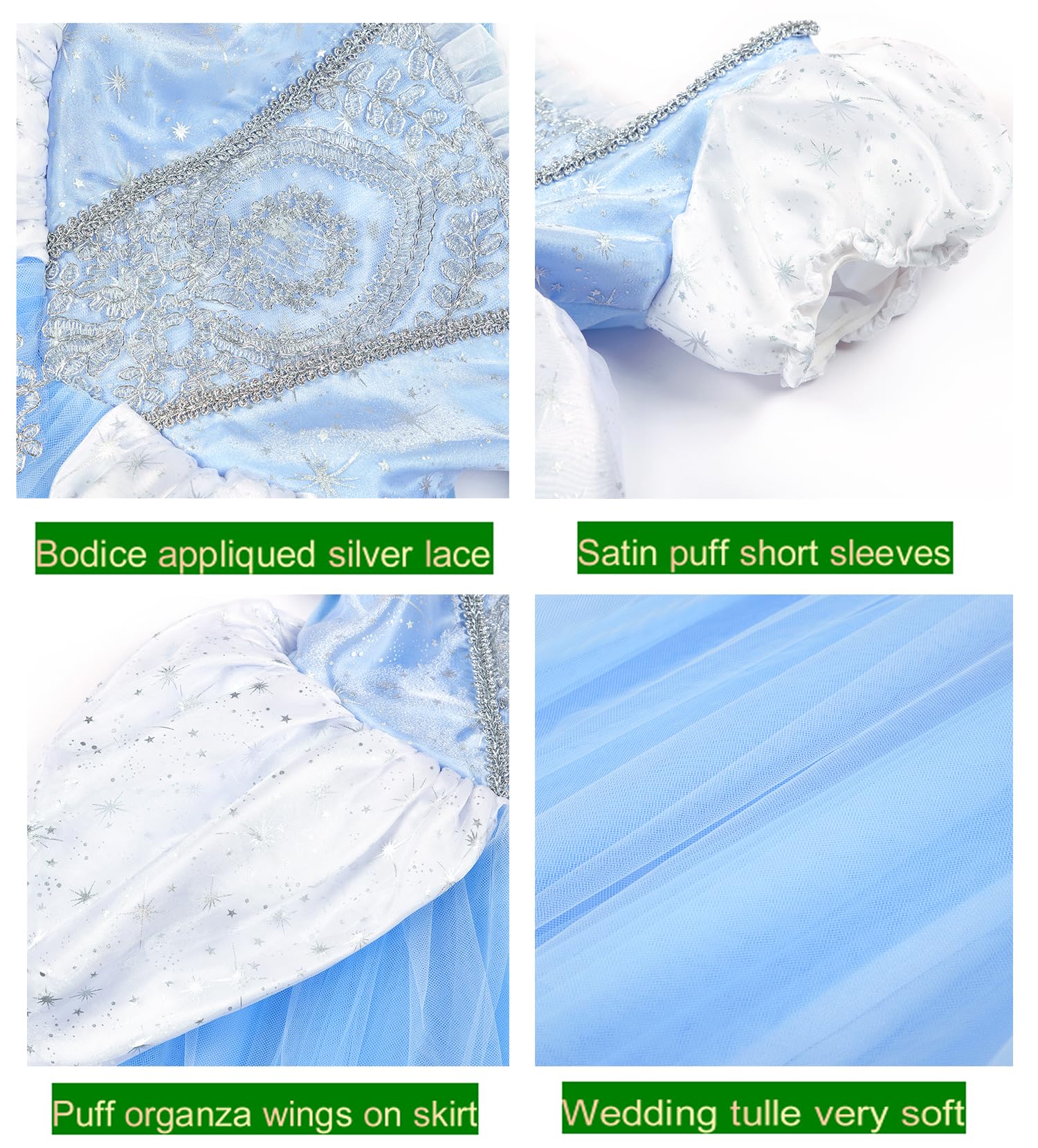 Blue Cinderella Princess Costume for Girls - Elegant Halloween Party Dress, Fairy Tale Birthday Outfit & Dress-Up Play