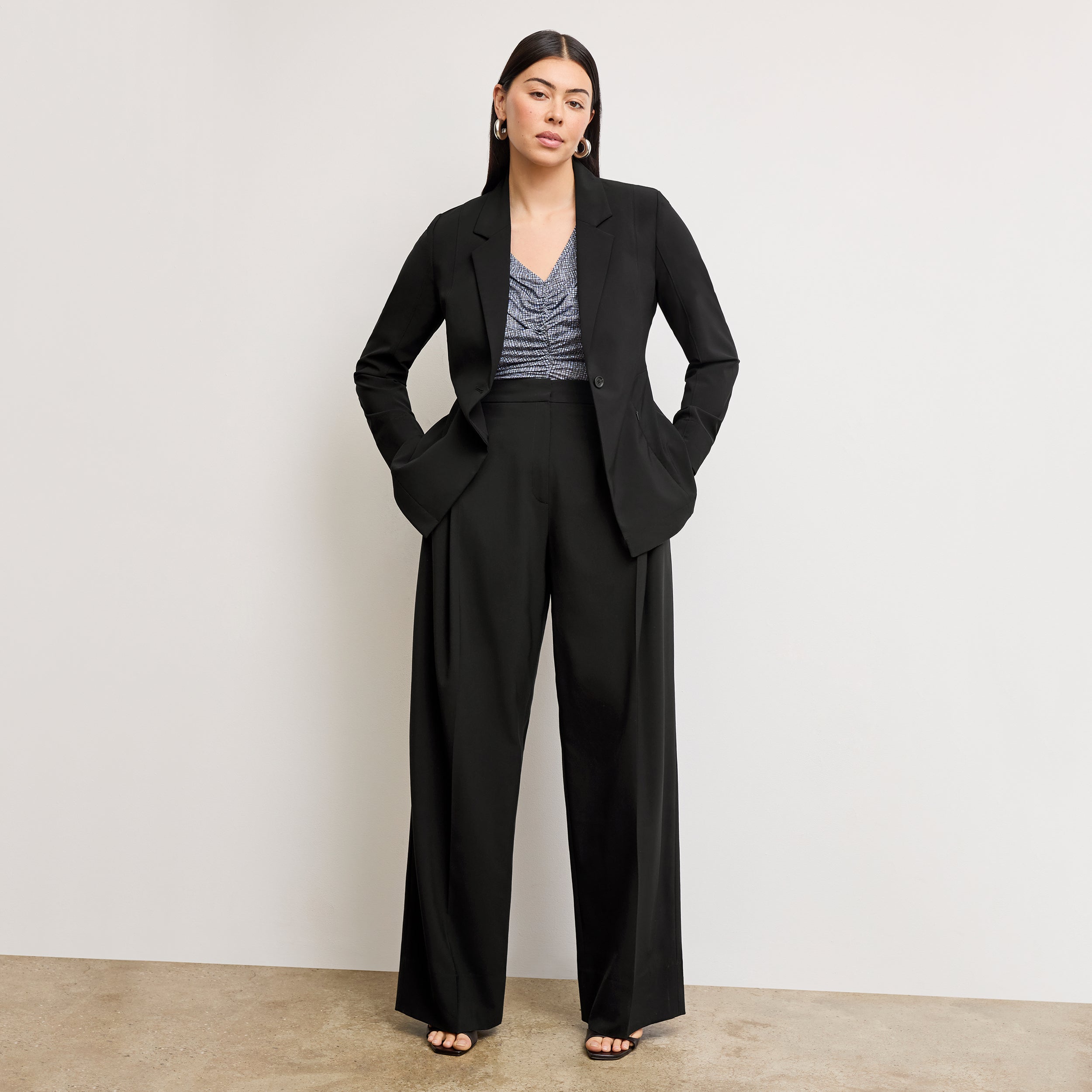 Rina Sculptural High-Waisted Pants - OrigamiTech Pleated Trousers in Black for Women | Office Wear & Evening Outfits