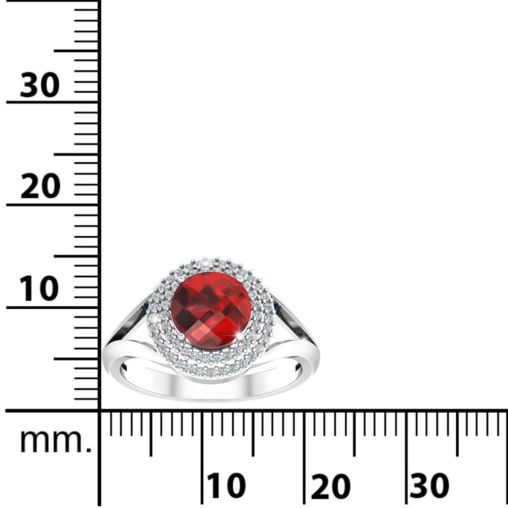 925 Sterling Silver Women's Round Gemstone Birthstone Double Halo Ring - Perfect for Birthdays, Anniversaries & Special Occasions