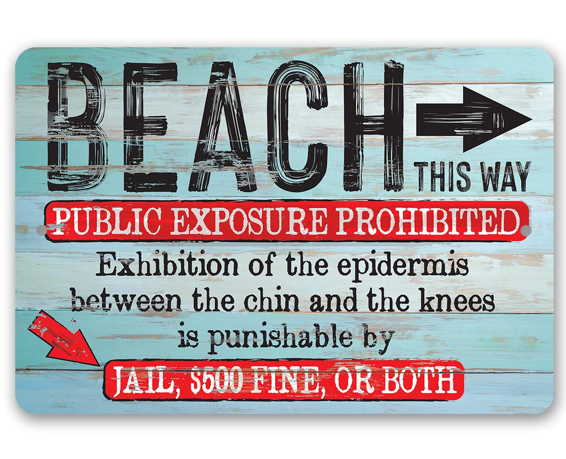 Rustic Beach Metal Wall Sign - Indoor Outdoor Coastal Decor for Bedroom, Pool Area & Home - Perfect for Beach House, Vacation Rental & Seaside Themed Rooms