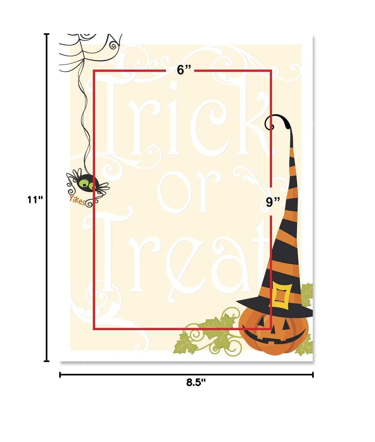 Halloween Themed Stationery Set - 25 Sheets Fall Autumn Border Paper & Letterhead (8.5 x 11) | Premium Decorative Printer Paper for Halloween Cards, Party Invitations & Seasonal Craft Projects