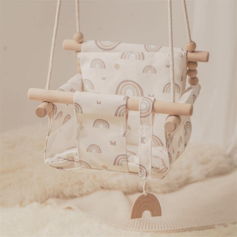 **Kids Wooden Swing Chair - Indoor/Outdoor Hanging Rocking Toy for Toddlers & Children - Perfect for Playrooms, Kindergartens, Backyards & Playgrounds**