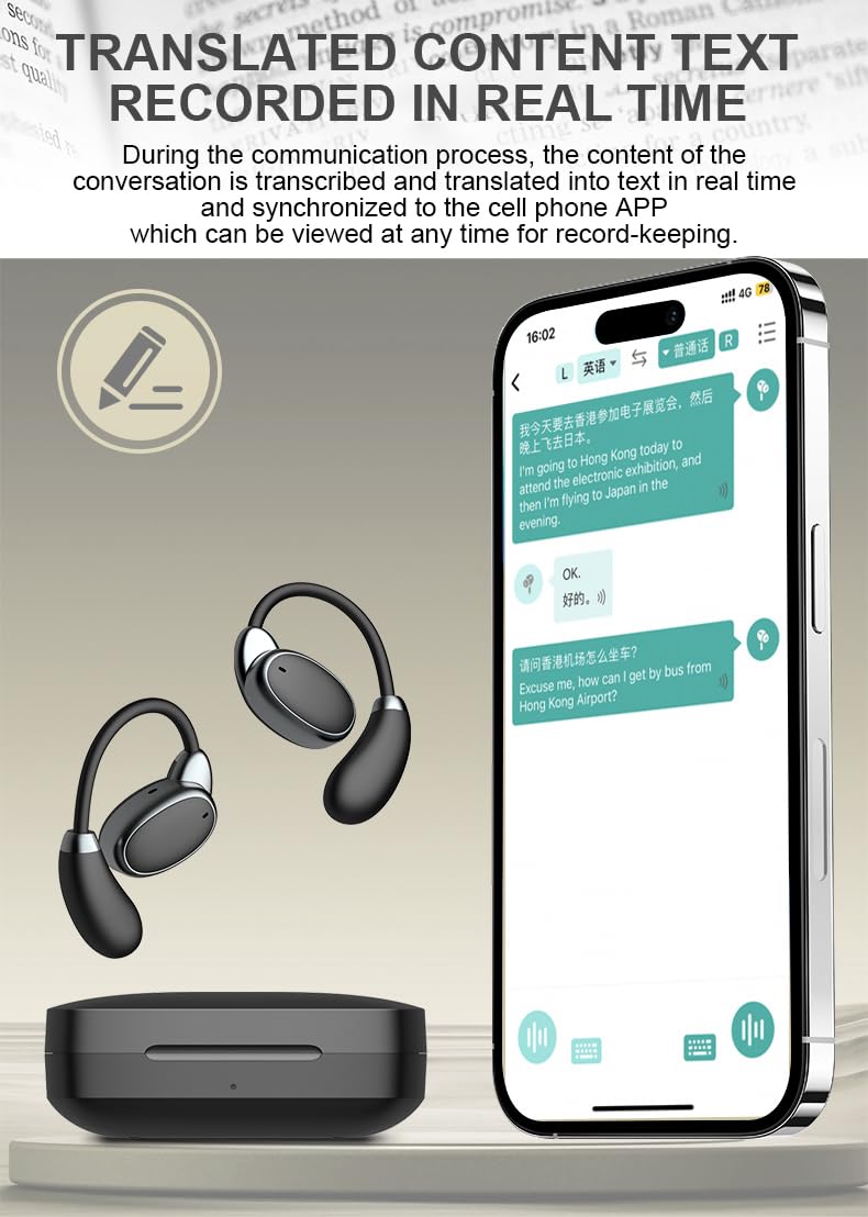 Bluetooth Translator Earbuds - 3-in-1 Wireless Headphones for Music, Calls & Real-Time Translation | 150 Language Support, Hi-Fi Dolby Audio, iOS/Android Compatible | Perfect for Travel, Business Meetings & Language Learning