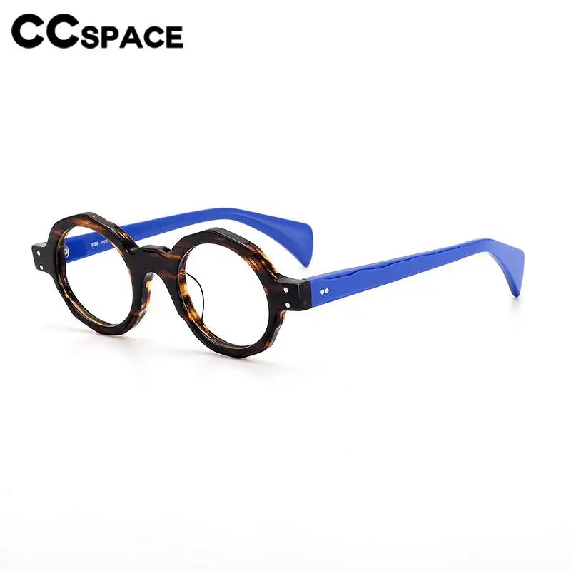 CCspace Unisex Full Rim Large Round Acetate Eyeglasses 57333 - Stylish & Lightweight Glasses for Men & Women - Perfect for Reading, Driving & Fashion Accessories