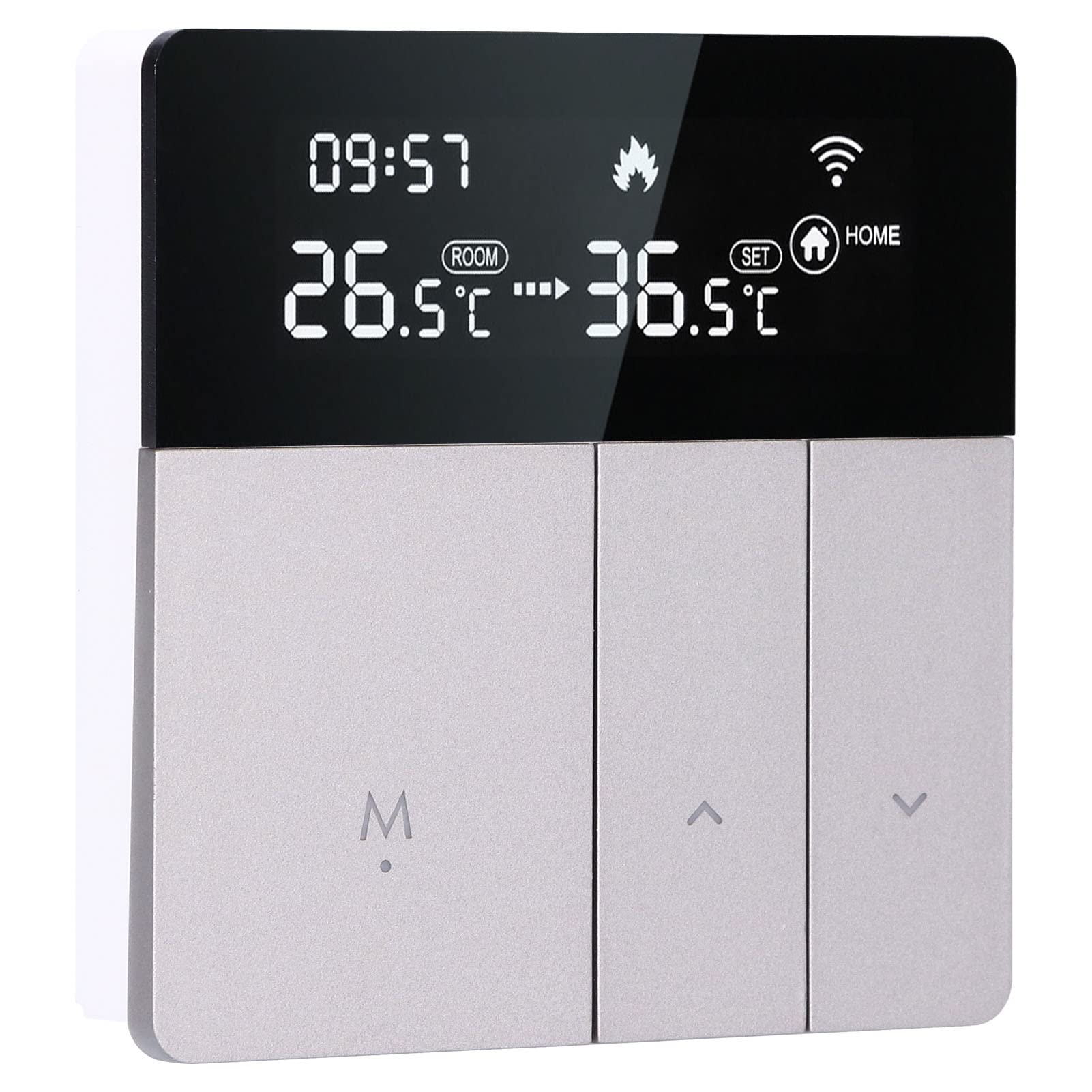 Smart Programmable Digital Thermostat - Silver Electric Heating Temperature Controller for Home & Office | Perfect for Energy Saving & Climate Control