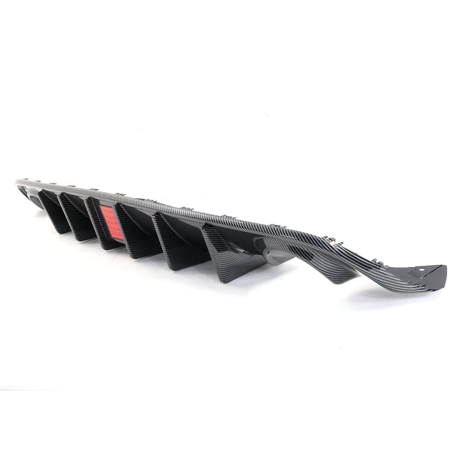 **FREEMOTOR802 IKON V4 Style Carbon Fiber Rear Bumper Diffuser Lip with LED Lights for 2015-2023 Dodge Charger – PP Material, Shark Fins Design – Perfect for Car Upgrades & Street Racing Style**