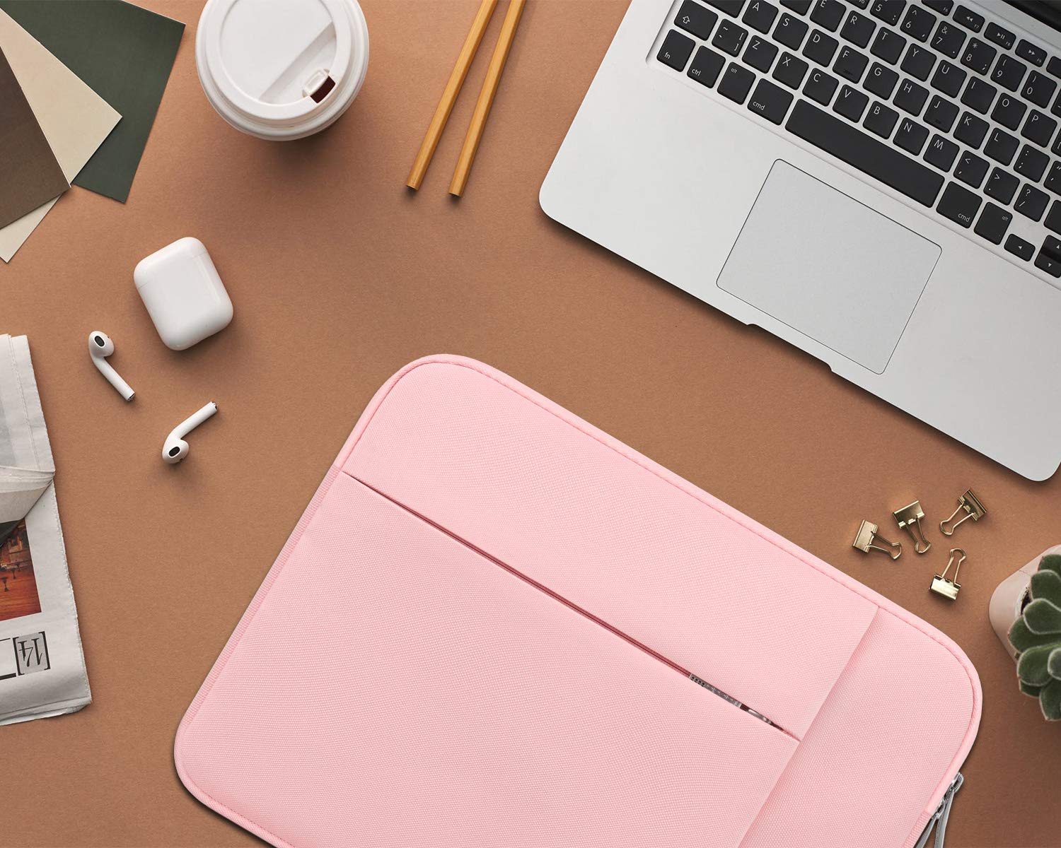 Lacdo 16/15 Inch Laptop Sleeve Case for MacBook Pro/Air & Surface Laptop - Protective Pink Neoprene Cover - Perfect for Work, Travel & School