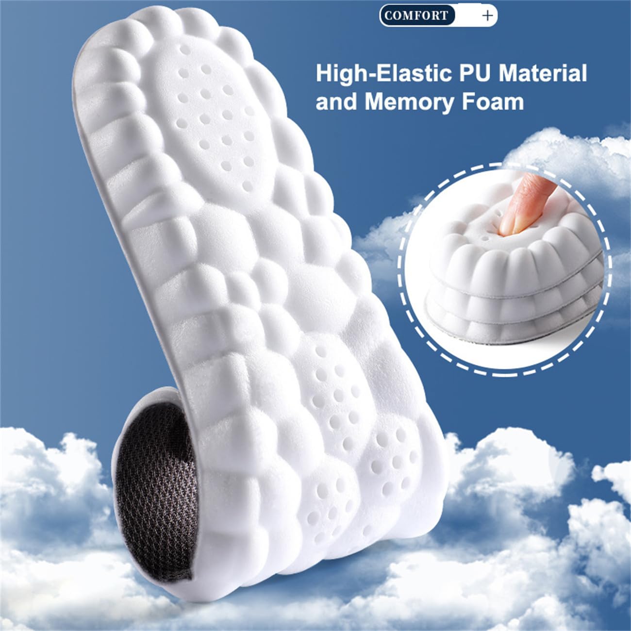 Cloud Soles for Men and Women – Comfortable Shoe Insoles with Arch Support – Black, Unisex-Adults, Full-Length Memory Foam & PU Insoles – Shock Absorption – US Men 6.5-11 – Perfect for Running, Walking, and All-Day Comfort