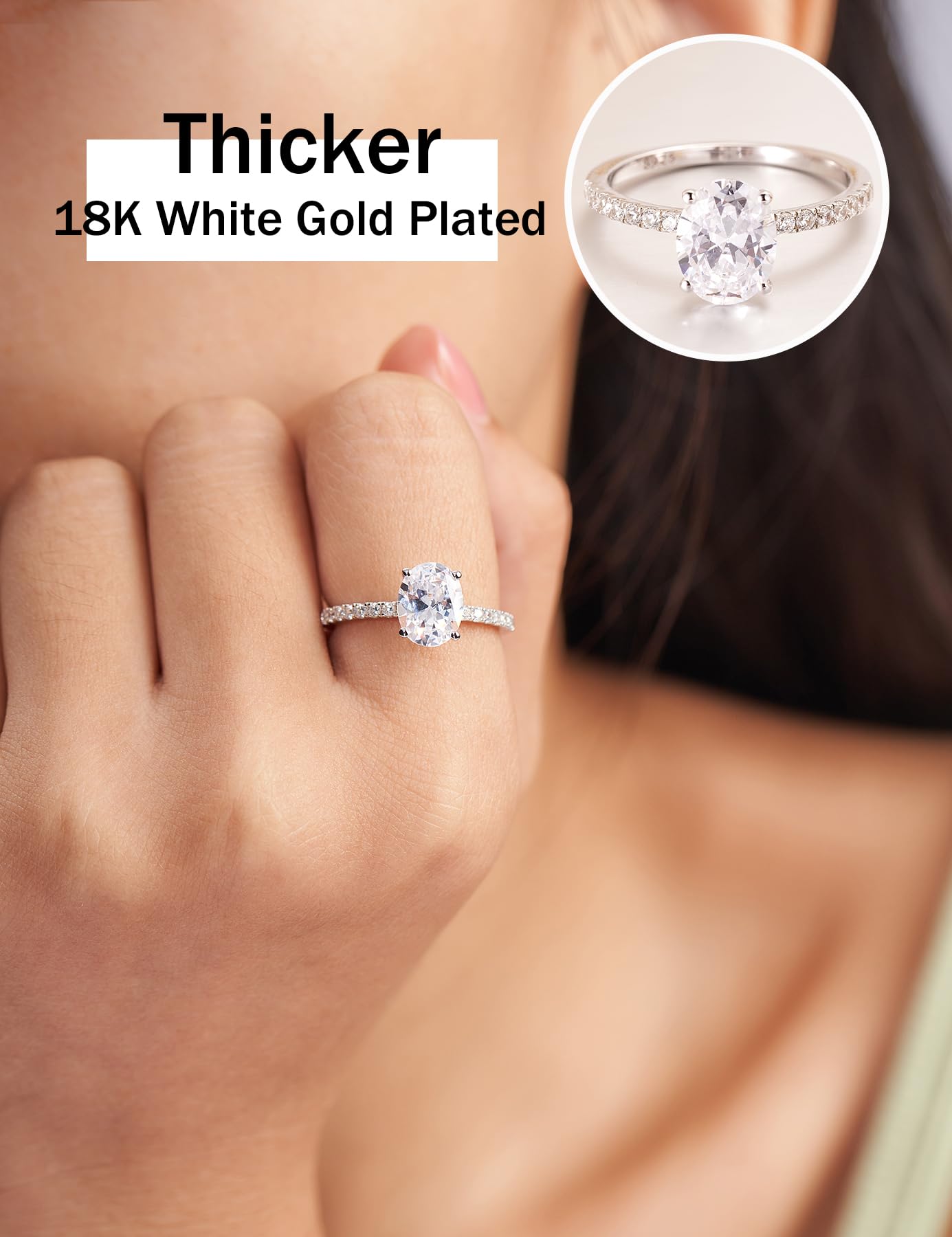2CT Pear Shaped Engagement Rings for Women - 18K White Gold Plated Sterling Silver Teardrop Wedding Promise Rings with Cubic Zirconia - Perfect for Proposals, Anniversaries & Special Occasions