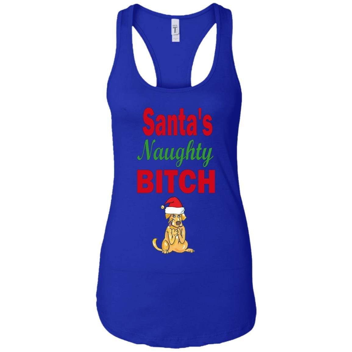 Santa's Naughty Bitch Personalized Racerback Tank Top - Custom Funny Christmas Gift for Women - Perfect for Holiday Parties & Festive Outfits