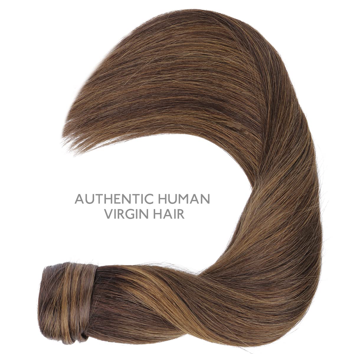 WENNALIFE 18 Inch Clip-in Ponytail Hair Extension - 80g Dark Brown Mixed Chestnut Brown Human Hair - Remy Hair Wrap Around Ponytail for Women - Perfect for Parties, Weddings & Daily Styling