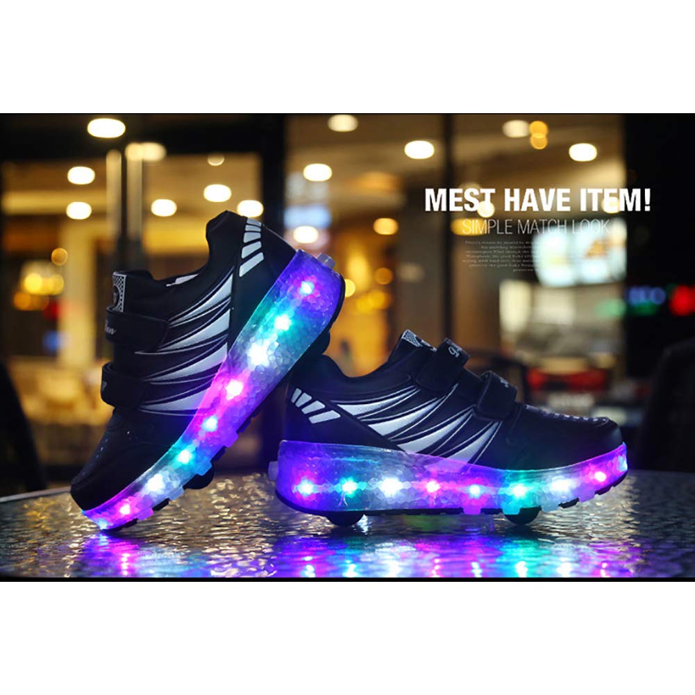LED Light Up Shoes for Kids - Boys Girls Glow Sneakers with 2 Wheels Roller Skates | Outdoor Play, Sports & Night Running