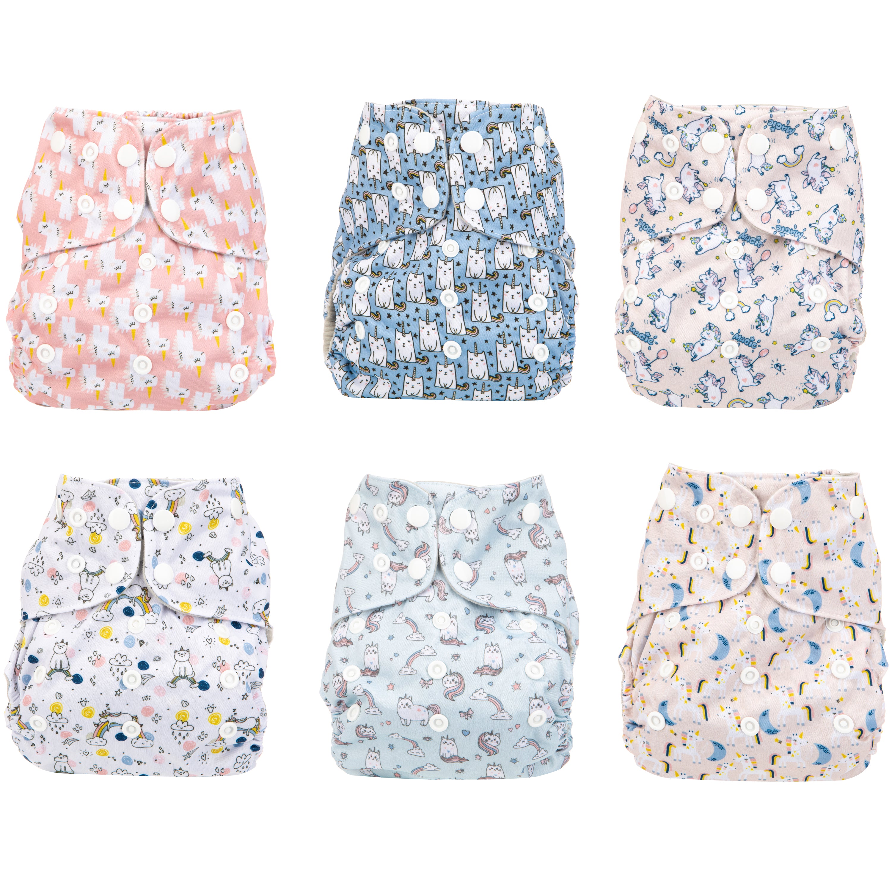 Simple Being Unicorn Print Reusable Cloth Diapers for Babies - Eco-Friendly, Washable, Soft & Absorbent - Perfect for Daycare, Travel & Home Use