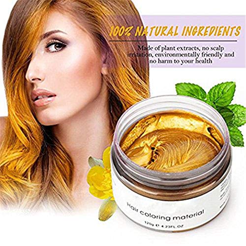Temporary DIY Hair Color Wax for Men & Women - 4.23 oz Natural Hair Color Cream Mud, Instant Hair Pomade for Styling (Gold) | Perfect for Parties, Cosplay & Quick Touch-Ups