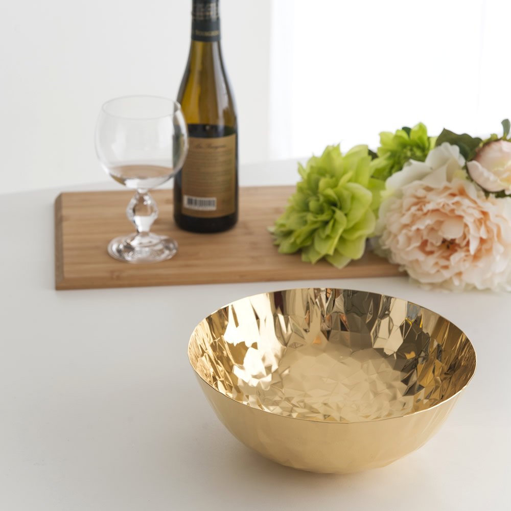 Alessi Joy n11 Round Basket - 18/10 Stainless Steel with 24K Gold Plating - Elegant Fruit Bowl & Home Decor for Dining Table & Kitchen Counter
