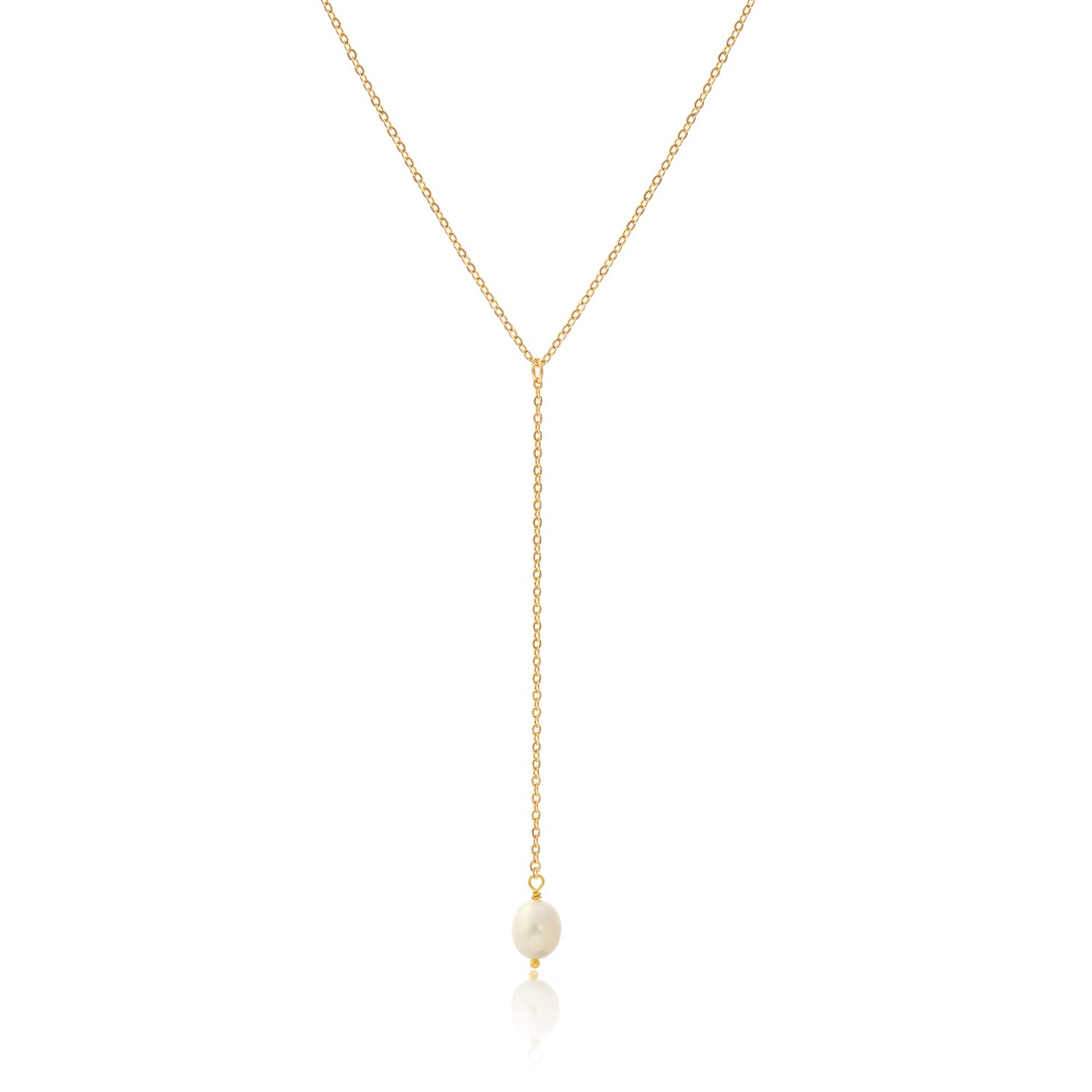 Elegant Gold Y Necklace for Women - Pearl & CZ Diamond Pendant, 18K Gold Plated, Perfect for Parties & Gifts