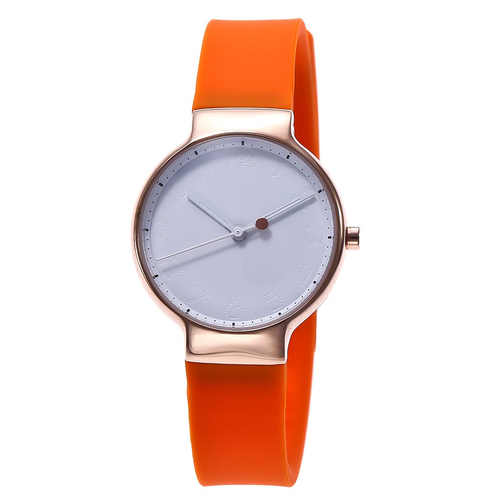 YAZILIND Women's Waterproof Titanium Steel Quartz Watch with Round Dial & Silicone Strap - Orange | Elegant Casual & Sports Wear for Everyday, Office & Outdoor Activities