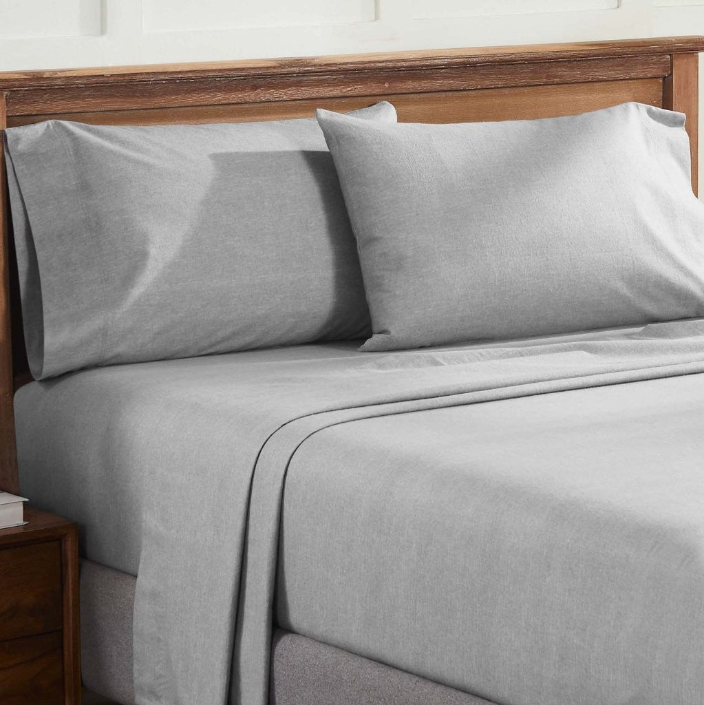 Premium Melange Flannel Cotton Two-Toned Brushed Deep Pocket Sheet Set - Ultra Soft & Cozy for Winter Nights, Perfect for Bedroom Comfort & Warmth