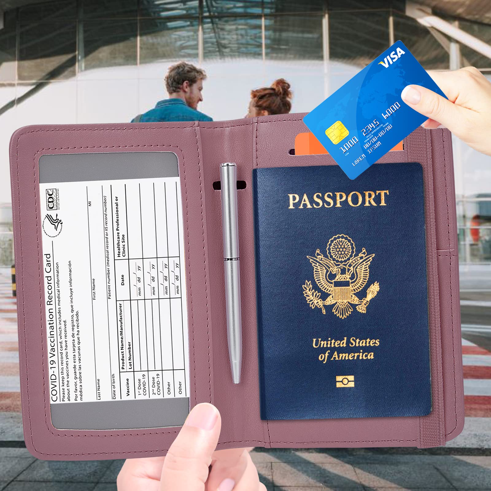 ZOPPEN RFID Blocking Passport Holder Wallet - Travel Document Organizer for Women & Men, Purple | Perfect for Airports, Vacations & Business Trips