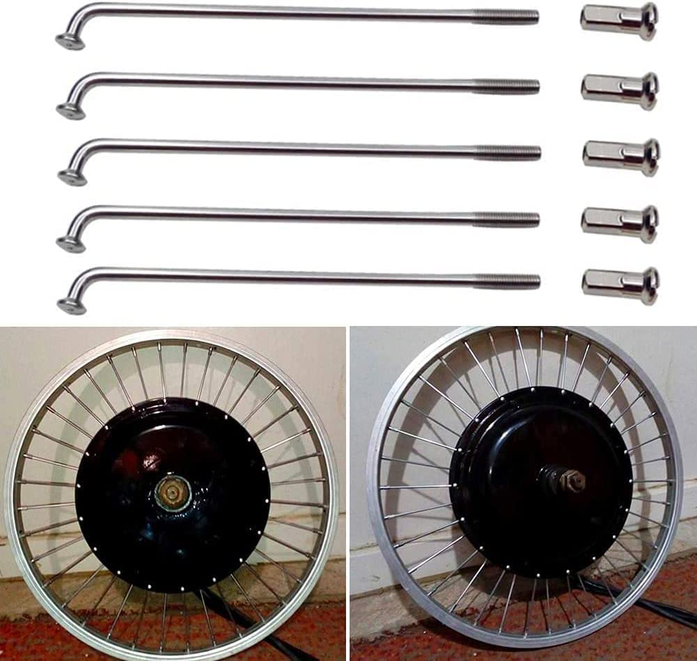12G Electric Bicycle Spokes - 40Pcs 70-305mm J Bend Steel E-Bike Wheel Spokes with Nipples - Replacement Spokes for Bike Repair & Maintenance - Perfect for E-Bike, Mountain Bike, and Commuter Bike Wheel Repairs