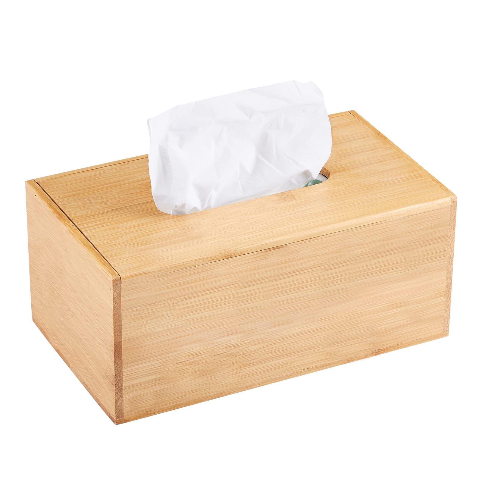 Eco-Friendly Bamboo Tissue Box Cover - Rectangular Bathroom Tissue Holder for Home & Office Decor | Durable & Stylish Tissue Box Organizer for Bathroom, Living Room, and Bedroom