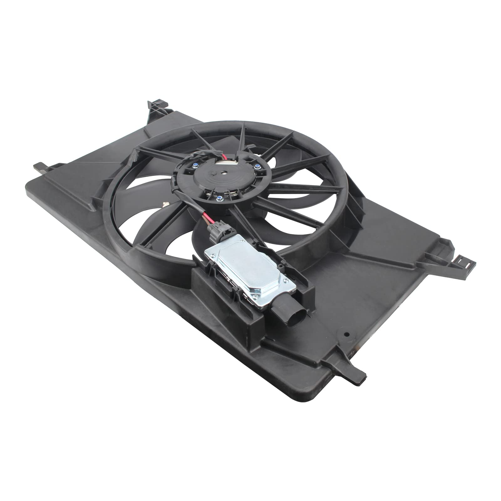 AUTOKAY Engine Cooling Fan Assembly with Module - Replacement for Ford Focus 2012-2018, Fits CV6Z 8C607 & FO3115189 - Radiator & Condenser Cooling Fan for Improved Engine Performance & Temperature Control