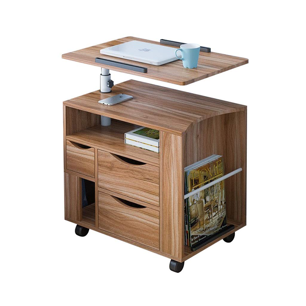 Liftable Mobile Laptop Desk & Nightstand with Drawer - 3 Colors, Multi-Functional Side Table for Bedroom, Living Room & Office - Perfect as Bedside Table, End Table or Corner Workspace (Style1)