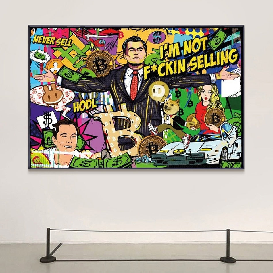 Wolf of Wall Street Canvas Art Print - Bitcoin Millionaire Wall Decor for Home, Office & Man Cave - Perfect for Movie Fans & Crypto Investors