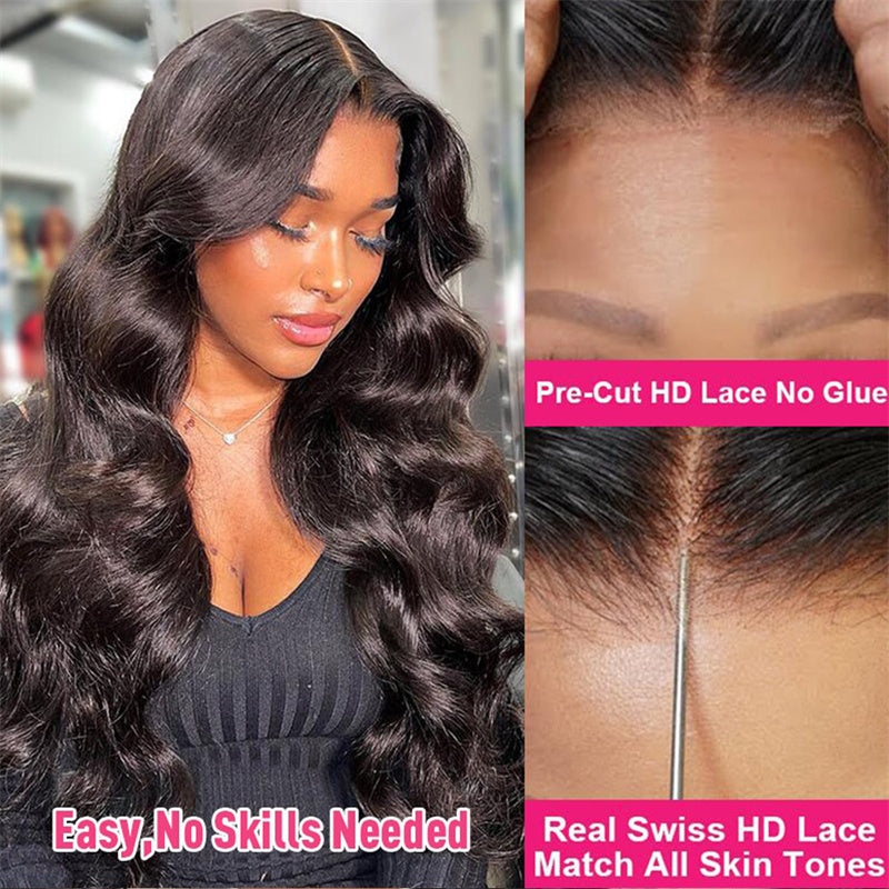 Eullair Wear Go Glueless Wig - Body Wave 6x4 5x5 Lace Wig with Pre Cut Lace & Pre Plucked Hairline - Beginner Friendly 3D Elastic Dome Cap - Perfect for Daily Wear, Cosplay, and Special Occasions