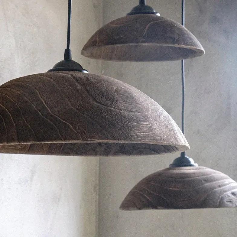 Modern Wooden Semi-Sphere Single Head Pendant Light - Minimalist Ceiling Lighting for Dining Room, Kitchen Island & Bedroom Decor