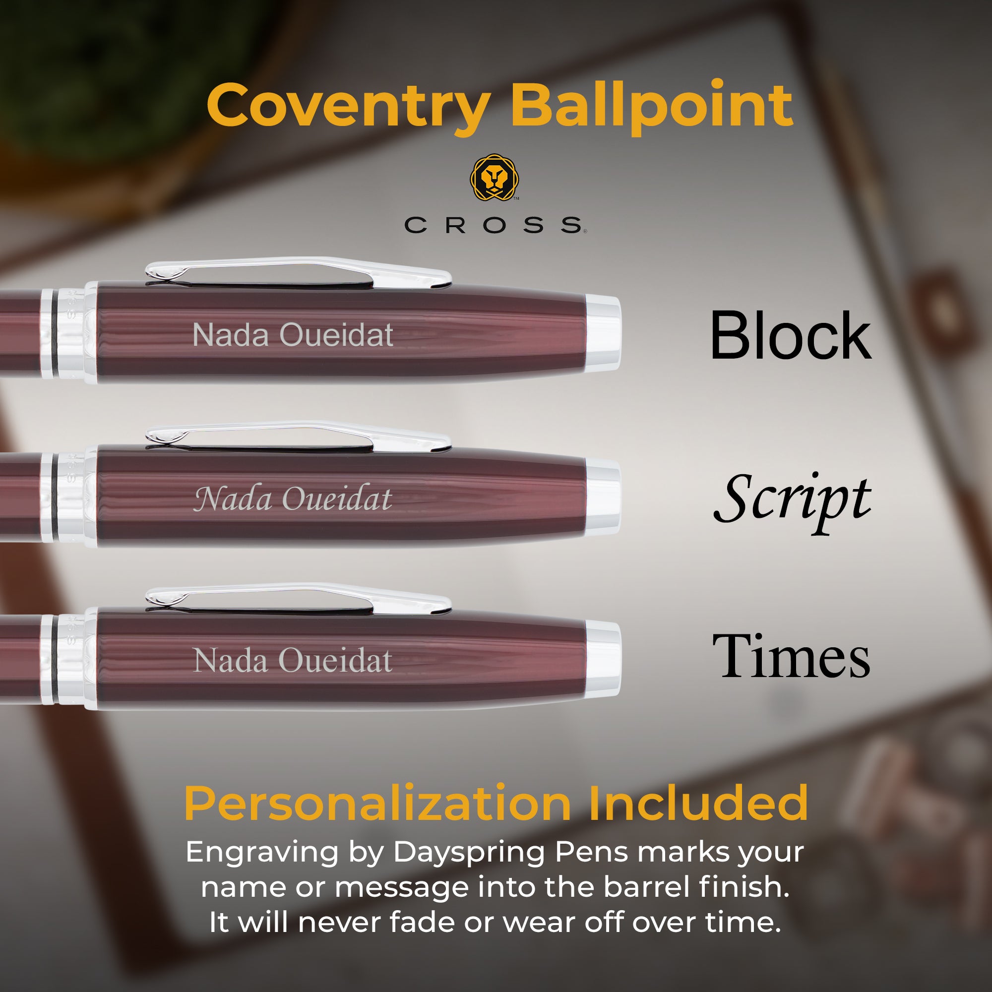 Premium Cross Coventry Ballpoint Pen - Smooth Writing Red Lacquer Finish - Perfect for Office, Business Gifts & Everyday Use