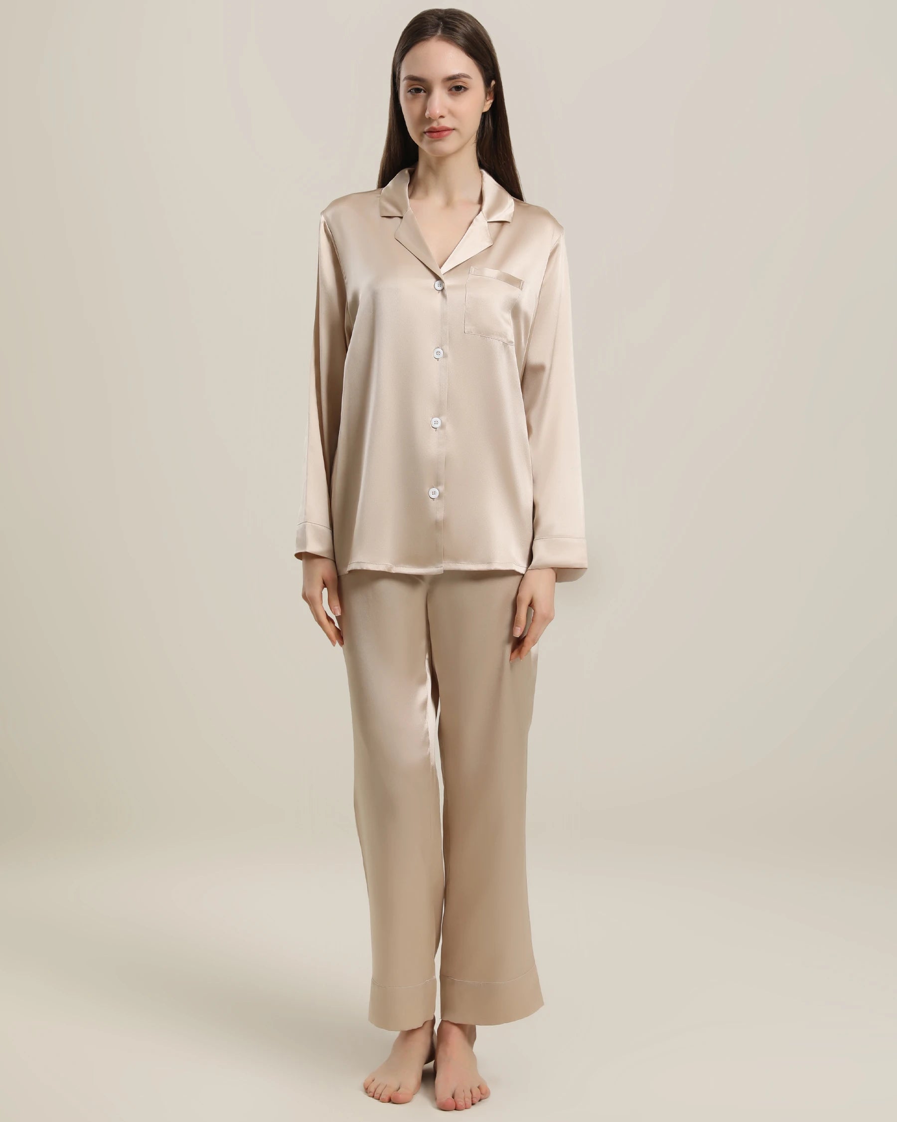 Luxury Women's Silk Pajama Set - Soft 100% Mulberry Silk Two-Piece Sleepwear for Women, Perfect for Relaxing at Home, Spa Days & Romantic Getaways