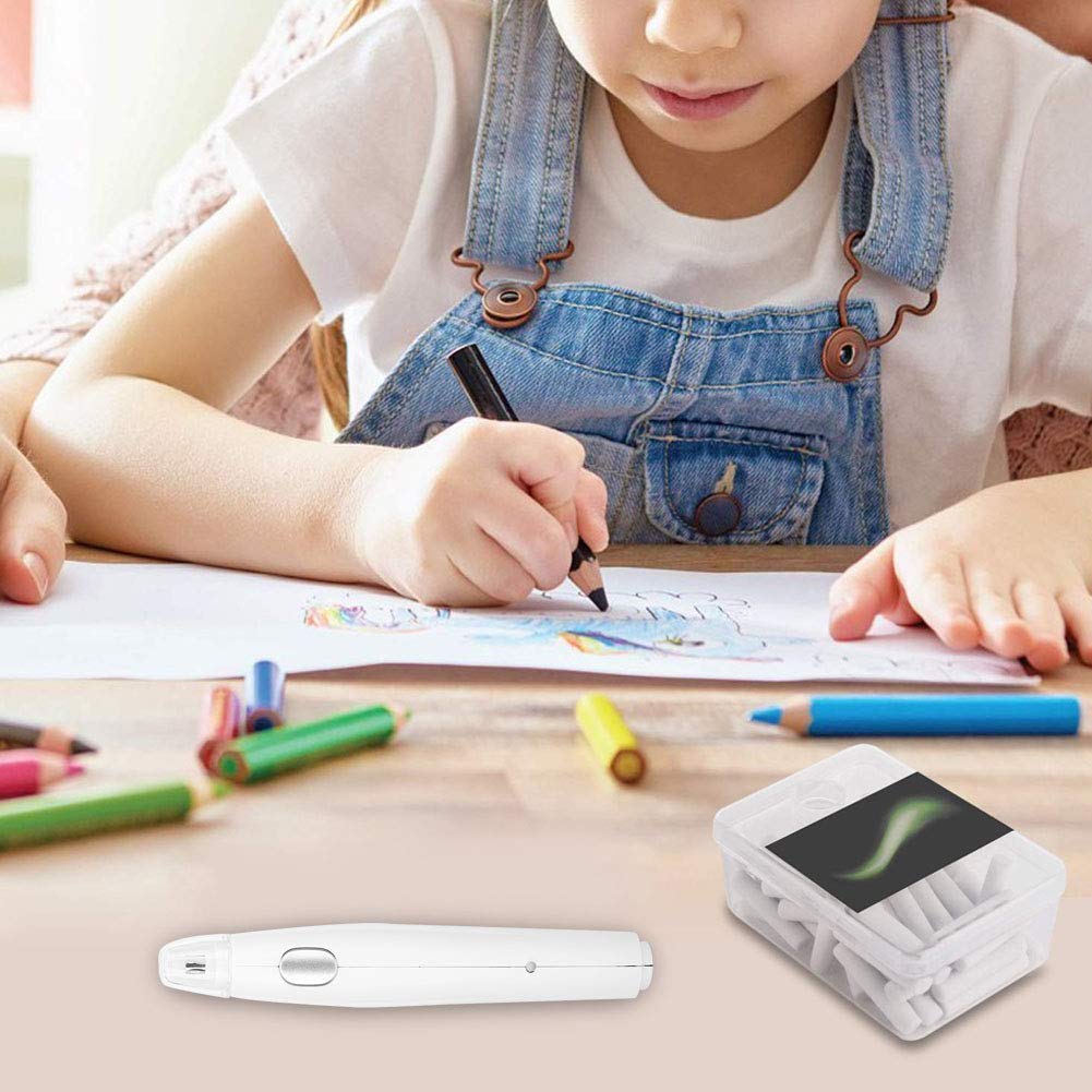 Zerodis Rechargeable Electric Pencil Eraser - USB Powered Eraser with 16 Replacement Refills, Battery Operated White Eraser for Artists & Students - Perfect for Sketching, Drawing & Office Use