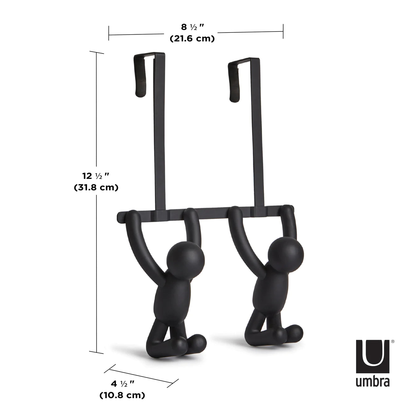 Buddy Over Door Hook - Durable Hanging Organizer in Black or White - Perfect for Bathroom, Bedroom, or Closet Storage