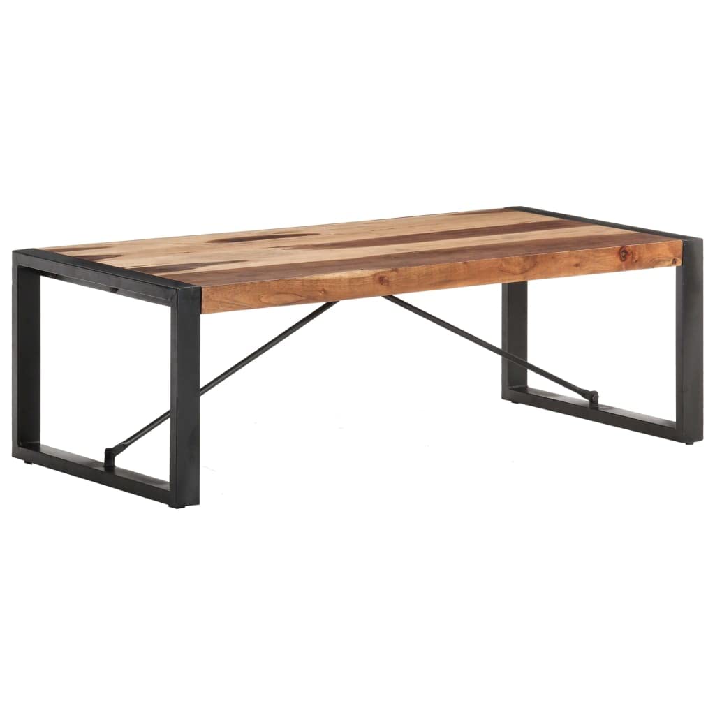 Solid Wood Coffee Table 47x24x16 Inches - Square Sheesham Wood Center Table for Living Room, Bedroom & Study - Rustic Modern Furniture for Home Decor, Entertaining & Relaxation