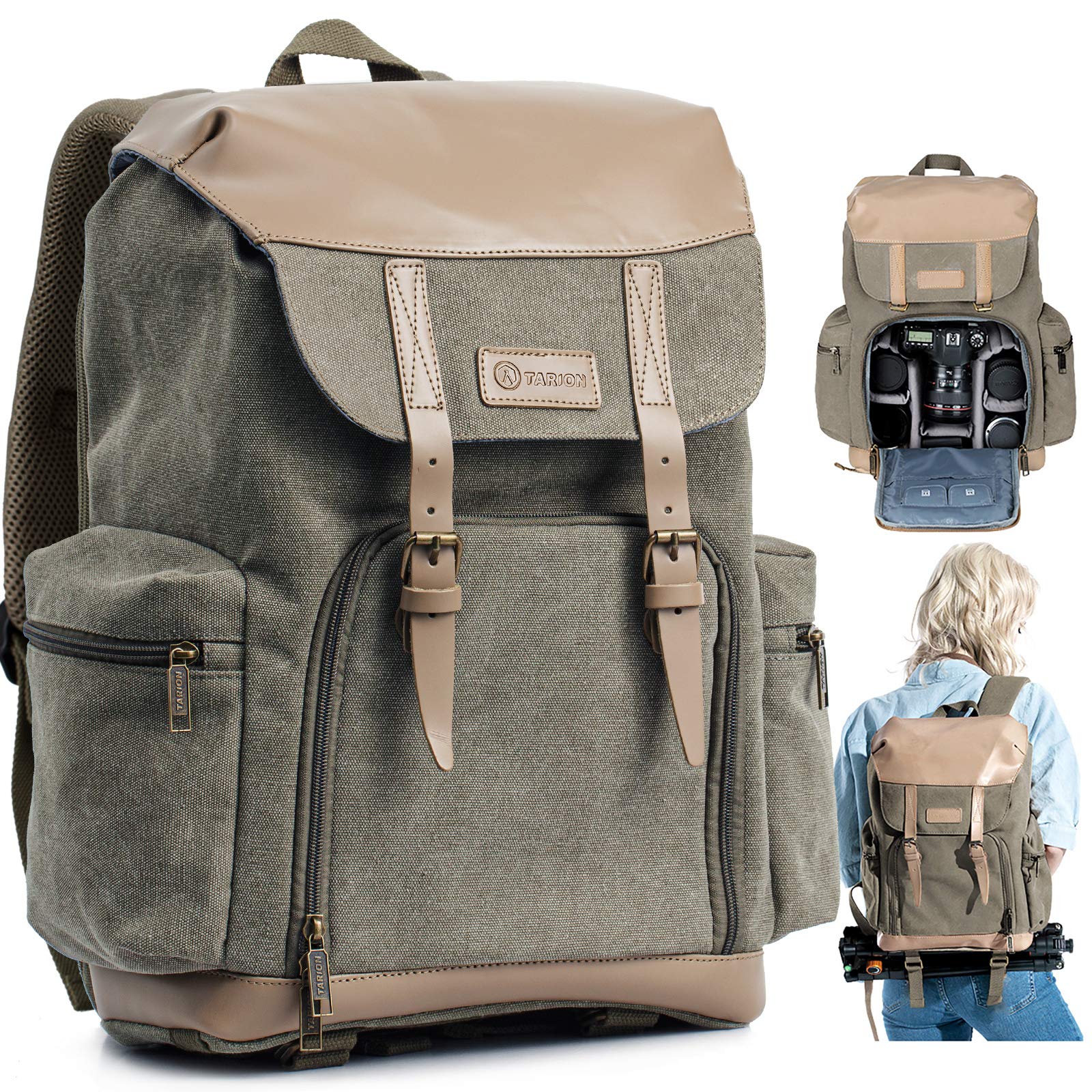 Vintage DSLR Camera Backpack with Laptop Compartment - Waterproof Photography Bag for Travel & Outdoor Shooting