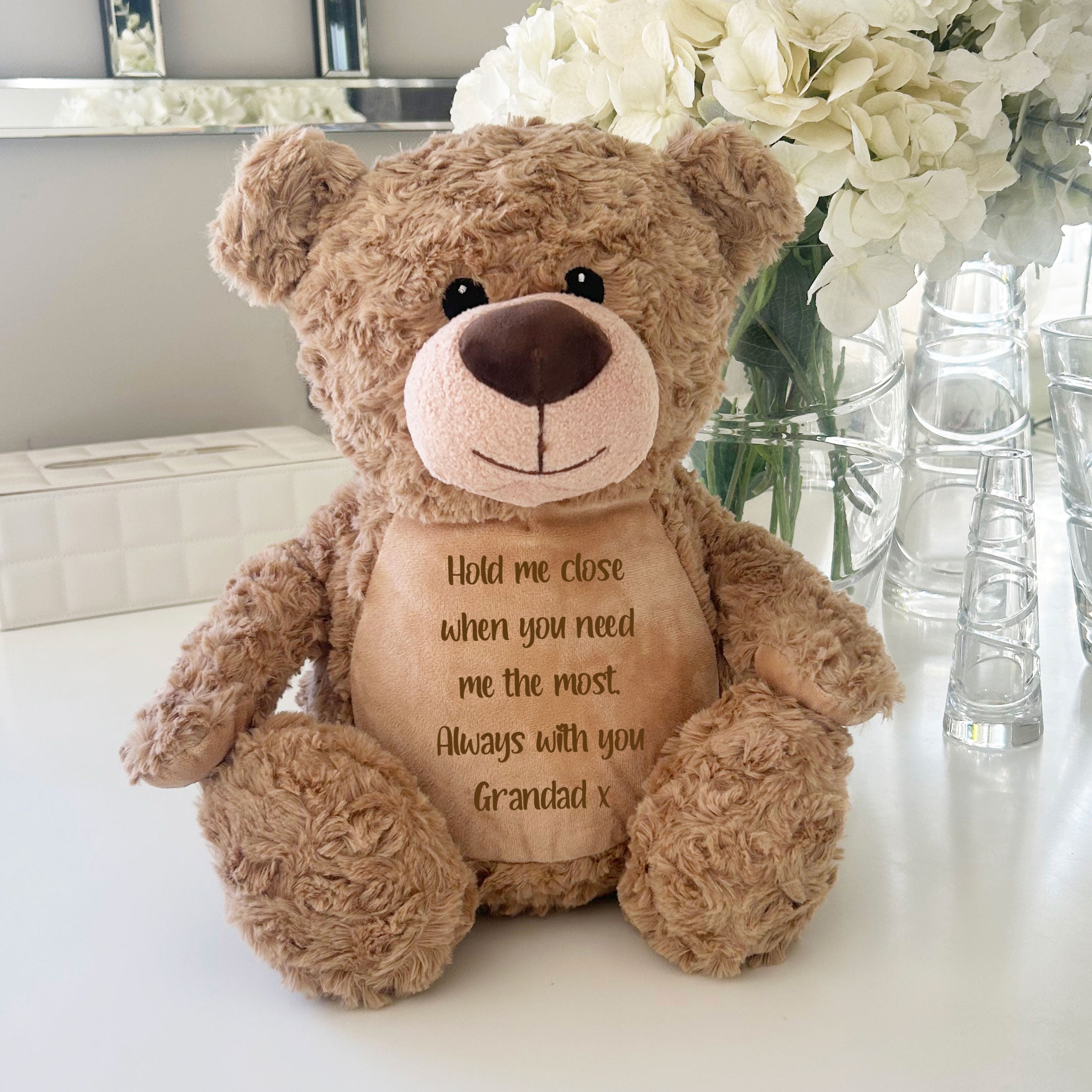 Personalized Ashes Keepsake Memory Bear - Light Brown Teddy Bear for Grieving & Memorial (Perfect for Funerals, Memorial Services & Comforting Loved Ones)