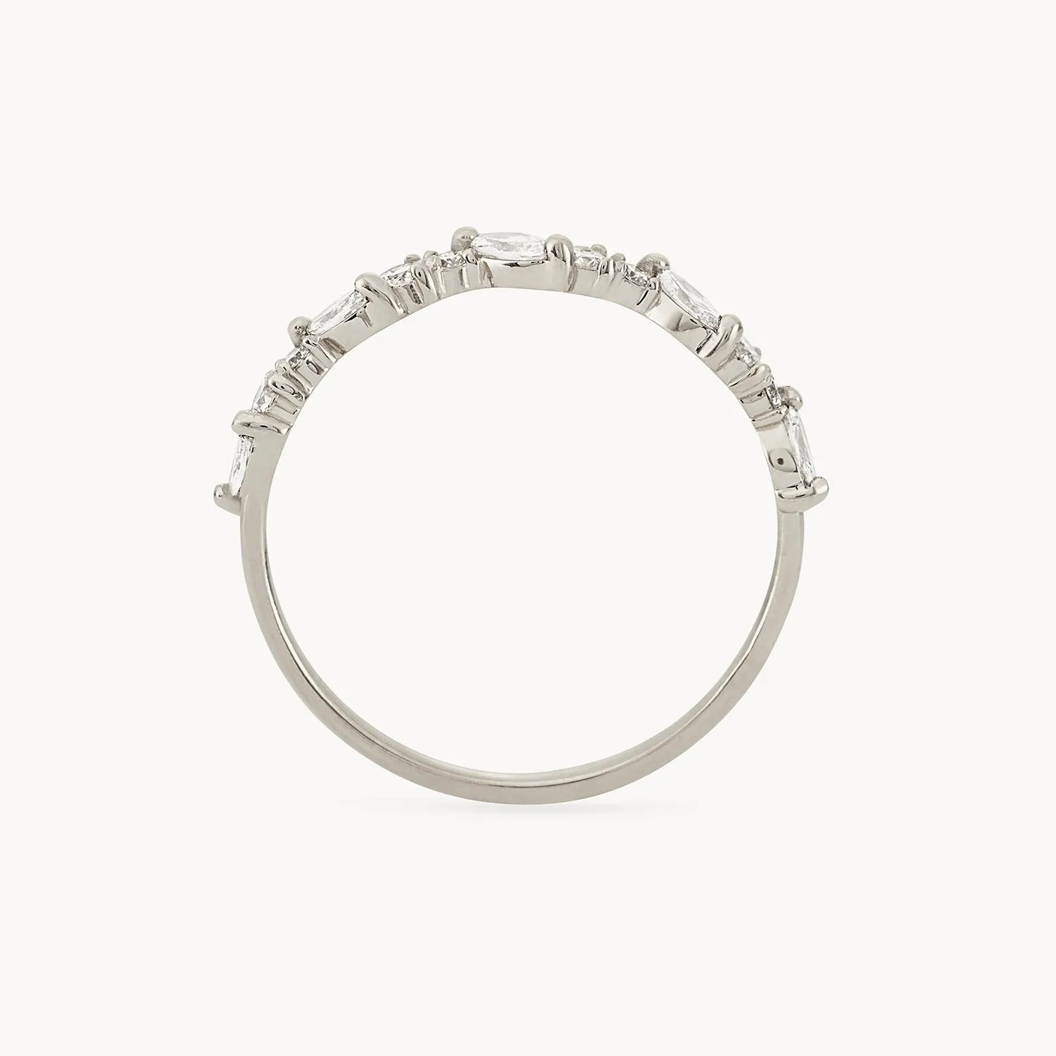 14K White Gold Reverie Band with White Diamonds - Elegant Stackable Ring for Weddings, Anniversaries & Everyday Wear