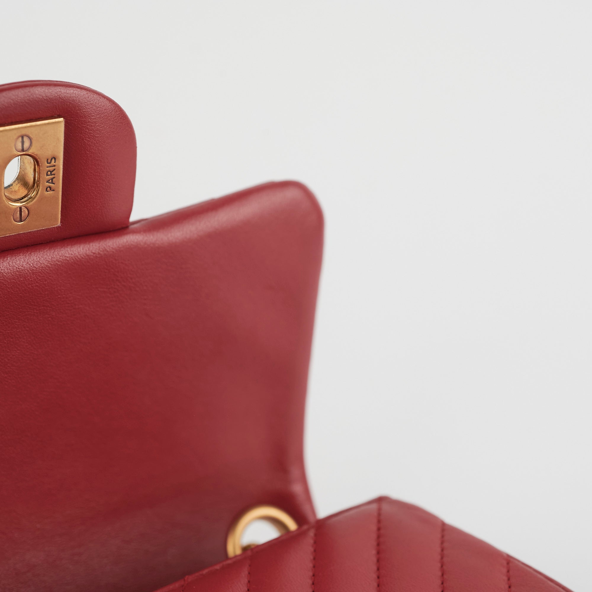 Chanel Mini Square Chevron Lambskin Red Crossbody Bag for Women | Luxury Designer Handbag | Perfect for Parties, Date Nights & Special Occasions