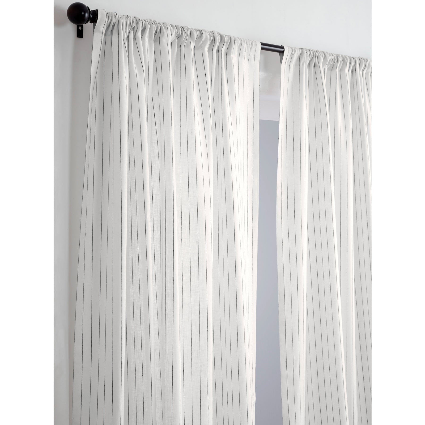 Stylish Pinstripe Curtains for Living Room & Bedroom - Black & White Striped Window Drapes for Home Decor