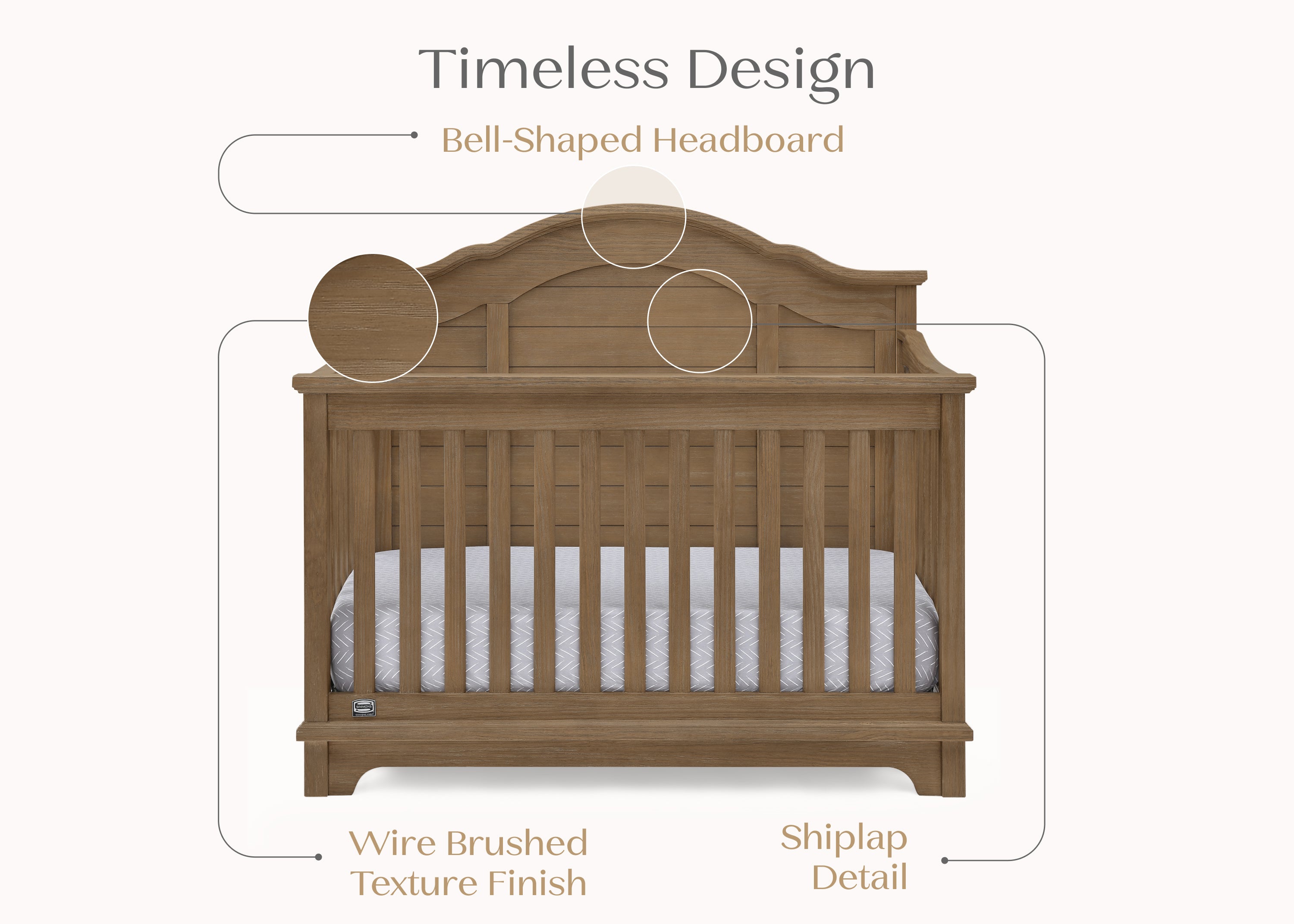 Asher 6-in-1 Convertible Baby Crib - White Nursery Furniture for Newborn to Toddler Bed | Perfect for Modern Nursery, Bedroom & Daycare Use