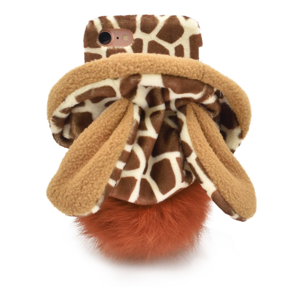 Premium Giraffe Fluffy Fur Tail Case for iPhone 7 & iPhone 8 - Soft Animal Suit Back Cover with Cute Tail | Perfect for Animal Lovers, Cosplay & Unique Style Protection