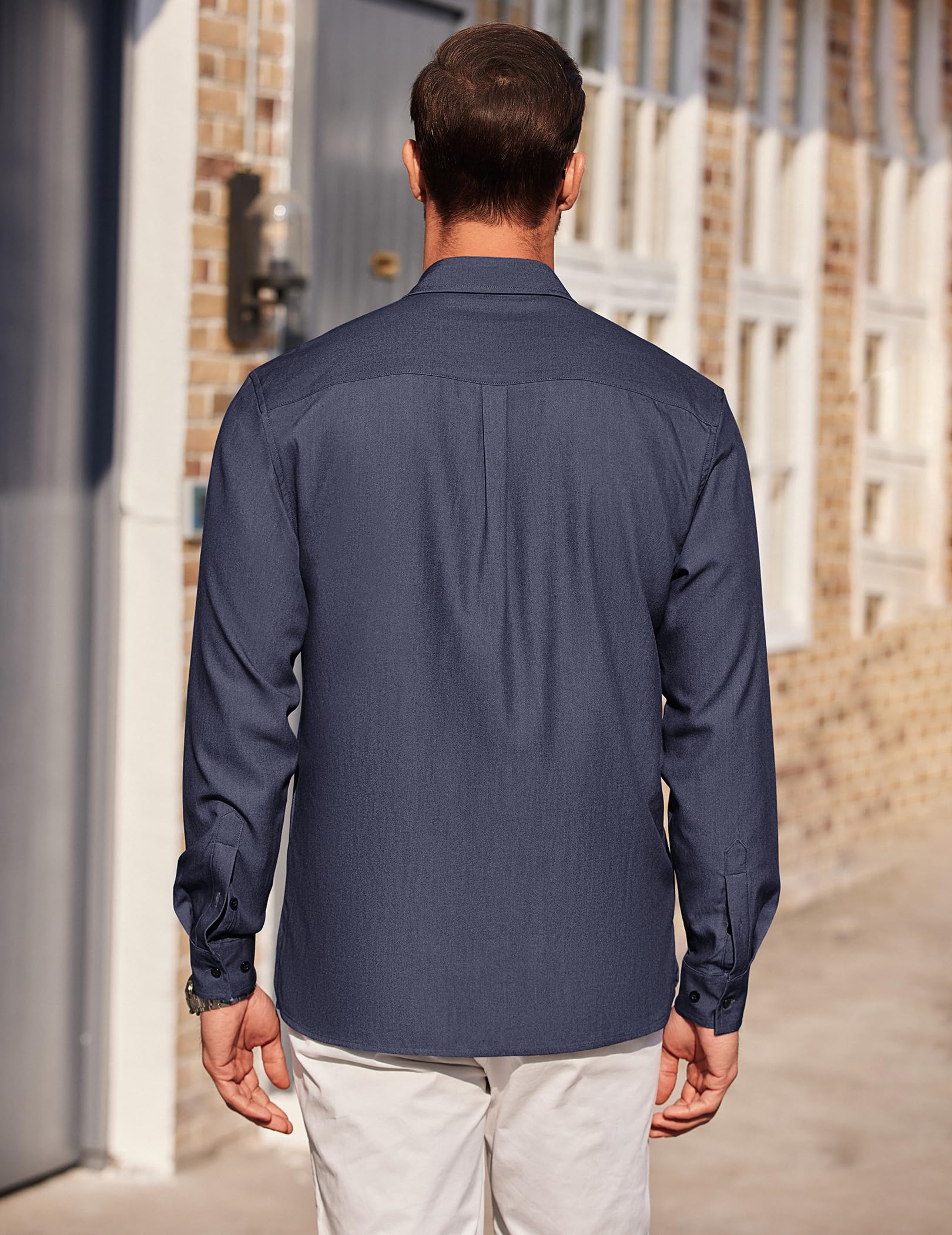 COOFANDY Men's Casual Button Down Shirts - Long Sleeve Wrinkle Free Dress Shirts for Work & Business | Comfortable Untucked Office Wear for Professional & Smart Casual Looks