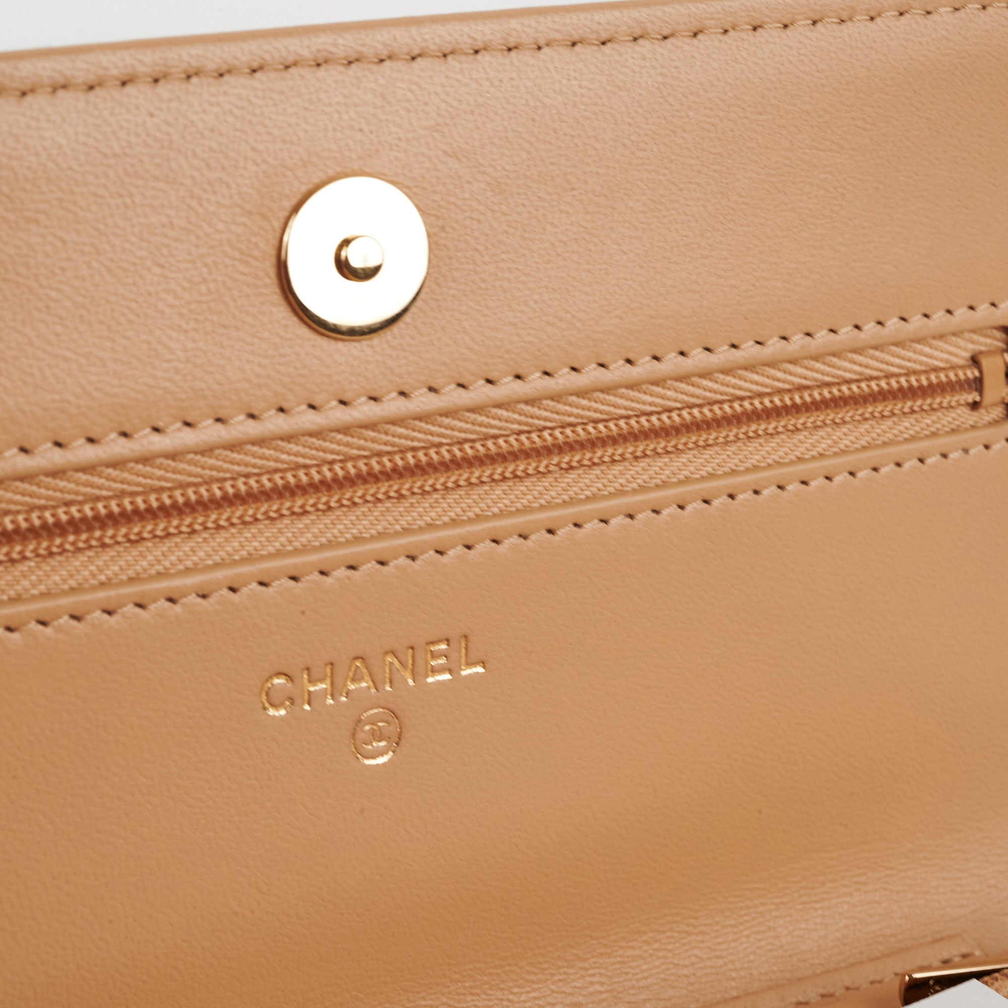 Authentic Chanel Lambskin Beige Wallet On Chain WOC Crossbody Bag - Luxury Designer Purse for Women, Perfect for Parties & Evening Events