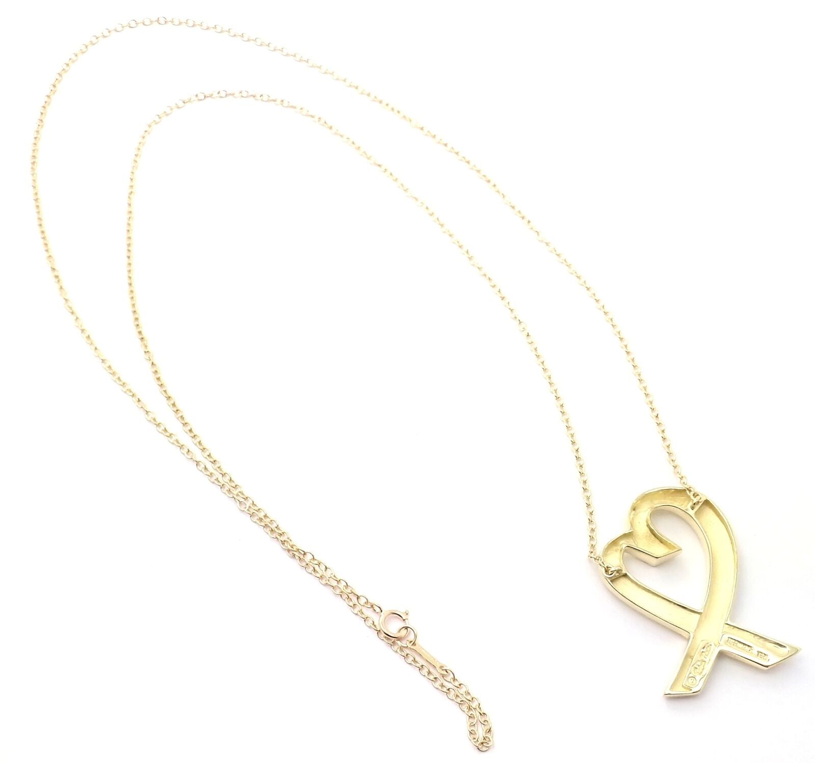 Authentic Tiffany & Co Picasso 18k Yellow Gold Large Heart Pendant Necklace for Women - Elegant Jewelry Gift for Valentine's Day, Anniversary & Special Occasions